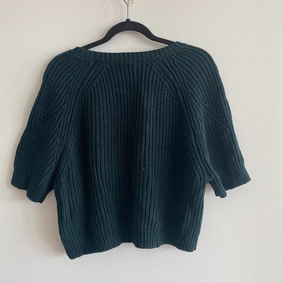 H&M Green Jeweled Short Sleeve Sweater - Picture 5 of 6